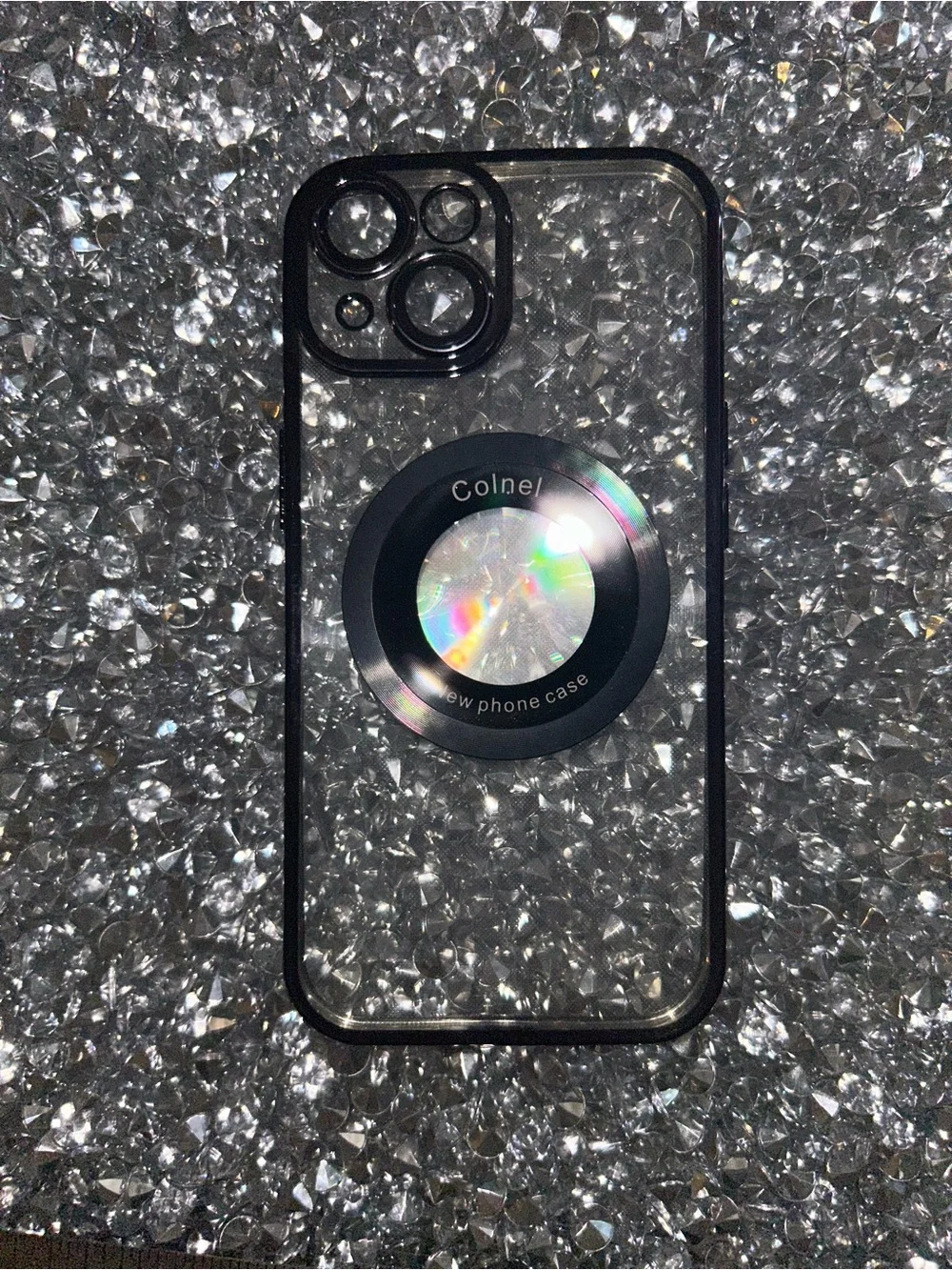 iPhone 15 Clear Black iPhone Case with Holographic Ring